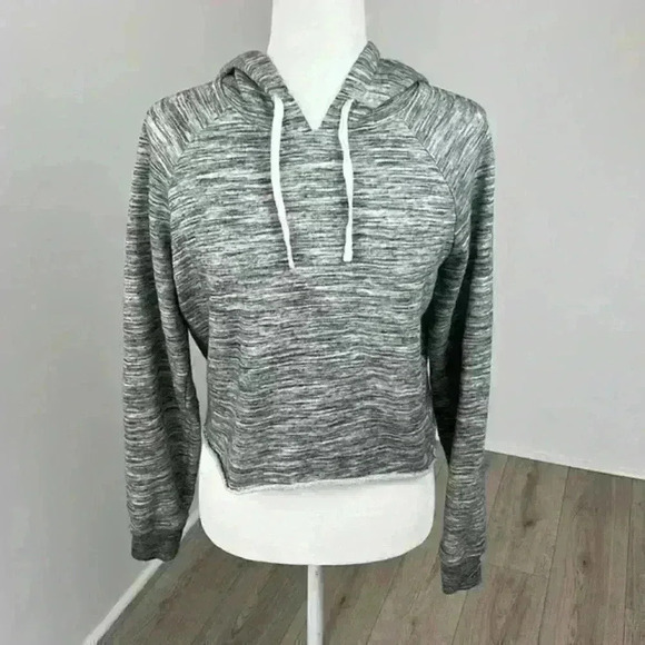VS PINK Grey Crop Hooded Sweatshirt Size XS - Picture 1 of 11